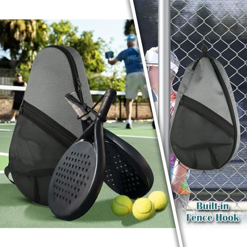 Cosmos Padel Racket Bag Pickleball Paddle Sling Backpack Padel Racquet Storage Bag, Padel (Paddel Tennis) Equipment Carrying Bag with Mesh Pocket for 2 Paddles Ball Water Bottle & Accessory - color: Gray