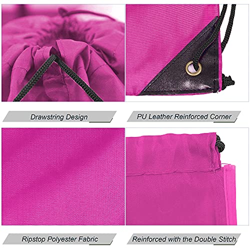 BeeGreen Drawstring Backpack Bags 20,30,50 Packs Reflective String Bags for Gym Sport Trip Cinch Sack DIY for Women Men - color: Purple Pink Cerise