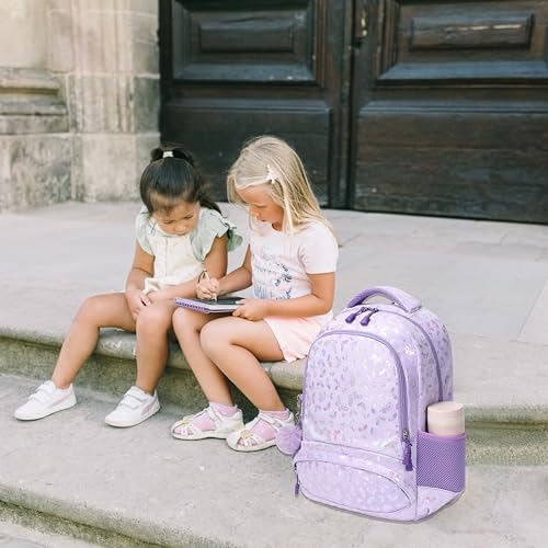Meisohua Girls Backpack Elementary School Bags for Girls Bookbags for Kids Preschool Kindergarten Primary Kids Backpacks with Chest Strap - color: Furry Butterfly Purple
