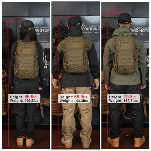 Mardingtop Small Tactical Backpack,Molle Hiking Backpack for Backpacking,Cycling and Biking,15L/25L Backpack - color: Khaki, size: 25L