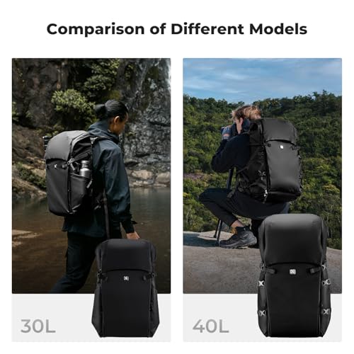 K&F CONCEPT Camera Backpack, 40L Large Capacity Camera Bag, Waterproof DSLR Camera Back Pack, Extra Large Photography Bag Backpack - color: Black, size: X-Large