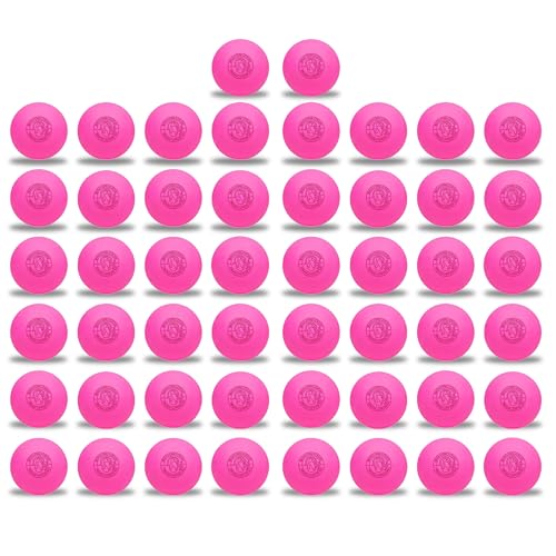Signature Lacrosse Ball Set - Packs of 2, 4, 8, 12, and 120 - No Chemical Smell Massage Balls, Myofascial Release Tools, Back Roller, Muscle Knot Remover - color: Pink, size: 50 Balls