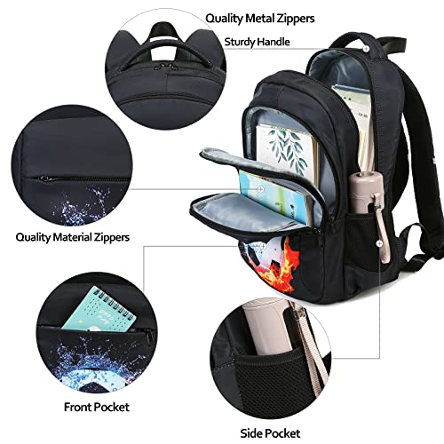 LEDAOU Girls Boys Backpack with Lunch Box, 3-Piece School Bookbag Set - color: Soccer Black