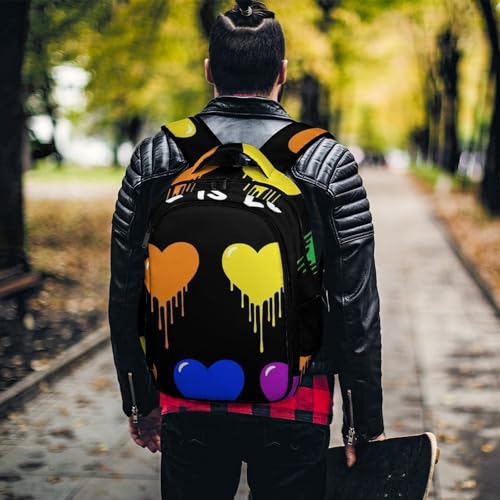 Travel Laptop Backpack LGBT Pride Rainbow Heart Love Is Love for Men Women, Water Resistant Business Anti Theft Computer Bag with Multi Compartments for College Work Hiking - color: Pattern (354)