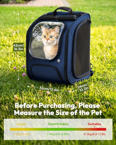 Pecute Cat Backpack Carrier,Large Space Cat Bubble Backpack,Ergonomic,Blue - color: Blue, size: 12.6"L x 10.2"W x 16.5"H