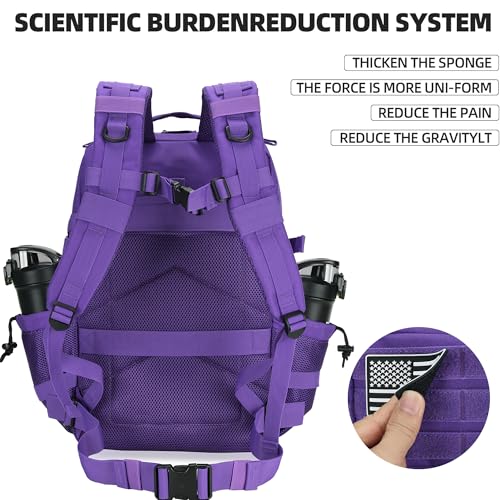 Lovelinks21 45L Tactical Assault Backpack 3 day assault pack with Molle Waterproof backpack Rucksack for Tactical Backpacks (Purple) - color: Purple