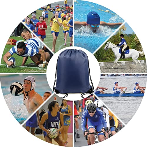 BeeGreen 20 pieces Wholesale Navy Blue Drawstring Backpack Bags Cinch Bags Bulk Heavy Duty String Backpack Machine Washable Sackpack Sport Bags for Women Men - color: Navy Blue