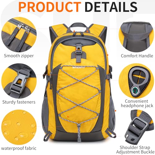40L Hiking Backpack Lightweight Daypack Waterproof Travel Camping Backpack for Men Women Sport Packable - color: A8-yellow
