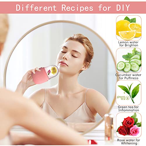 XHJRI Ice Cube Roller Massager for Face, Eyes and Neck Naturally Conditioning and Skin Care,De-Puff Eye Bags,Reduce Migraine Pain,Reusable Massage Silicone Ice Mold (Pink) - color: Pink