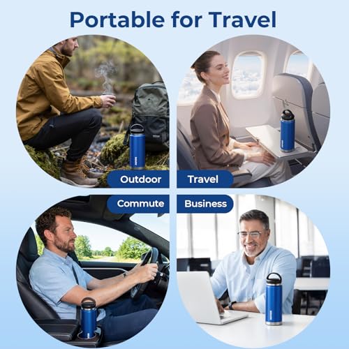 AUVON Large Insulin Cooler Travel Case, Med Anti-freezing and Handle Design | 44H Cold Vacuum Insulin Bottle with Medical ID Tag, Gel Ice Pack & Pouch, Diabetic Medical Cooler, TSA Approved