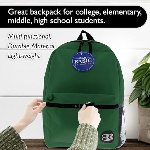 BAZIC PRODUCTS 16 in Green Basic School Backpack, 12-Case - color: Green, size: 12-Pack