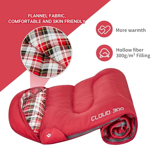 KingCamp 45°F Kids Sleeping Bag, Lightweight Waterproof & Compact Flannel Sleeping Bags Cold Weather & Warm Youth Essentials Gear Accessories for Camping, Fits 10-12 Children up to 4'7"-5'5" Tall - color: 8.6°F ~44.6°F Red Right