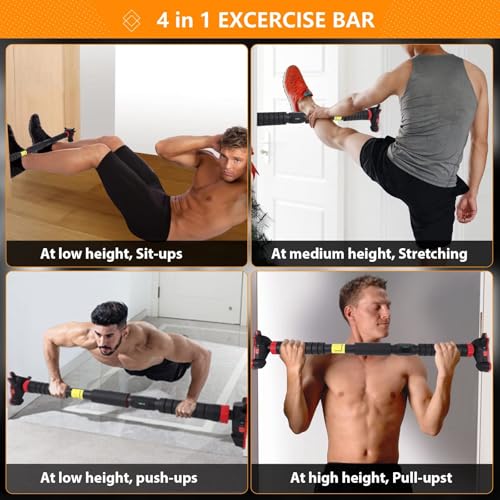 Pull Up Bar for Doorway,Adjustable Strength Training Bars Without Screwwith Level Meter, No Installation Required, and Adjustable Width for Home Gym Upper Body Workout, Max Load 440 LBS,27-42inch