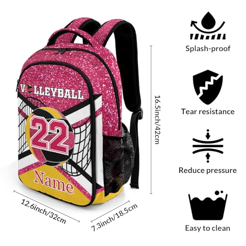 Rose Pink Volleyball Print Personalized School Backpack Casual Laptop Bag for Man Woman - color: Muilti 25