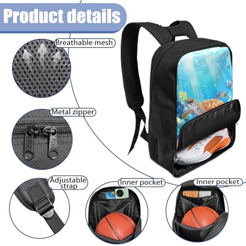 Basketball Backpack With Separate Ball Compartment And Shoes Fit Basketball Volleyball Football - color: Turtle