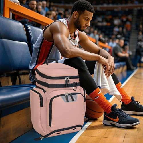 Goloni Basketball Backpack,Large Sports Bag with Ball Compartment & Shoe Compartment, Best for Basketball, Soccer - color: Meat pink