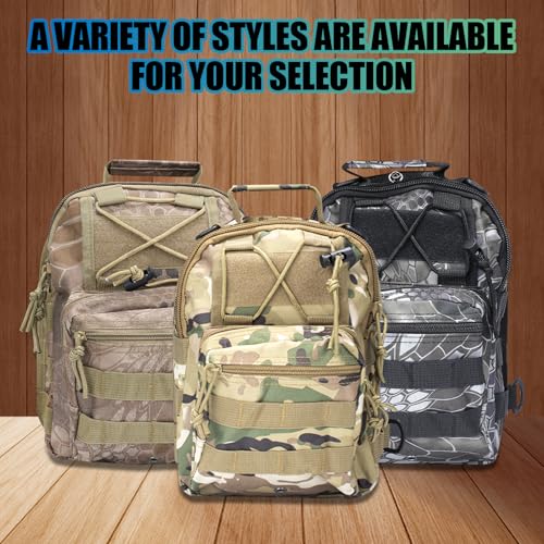 Sling Fishing Backpack Waterproof, Compact On-The-Go Tackle Bag with 2 Boxes, Camo Black Khaki (Night Camo With Two Tackle Boxes) - color: Night Camo With Two Tackle Boxes