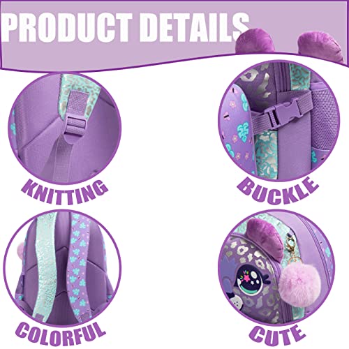 Kids Backpacks for Girls School Bag with Lunch Box School Backpack for Girls Set Cute Bookbag for Kindergarten - color: Purple