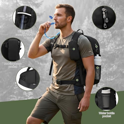 TILYMOL Hydration Hiking Backpack with 2L Water Bladder - Lightweight Waterproof Outdoor Camping Backpack/Water Backpack, Hiking Daypack with Hydration System for Hiking, Travel, Running, Biking