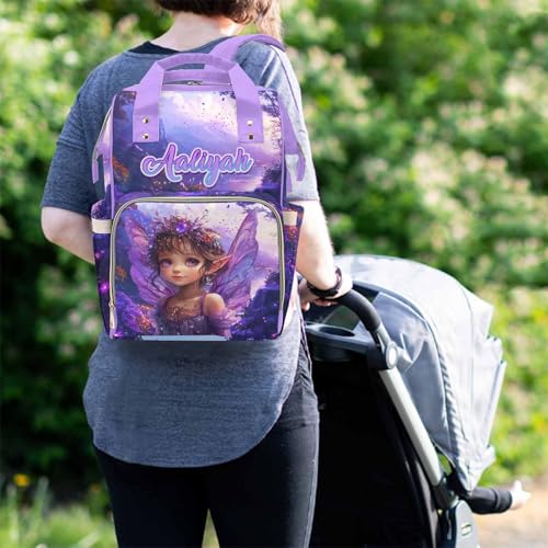Newcos Customized Baby Diaper Bag with Name, Personalized Diaper Backpacks with Water Bottle for Newborn Baby, Custom Name Nursing Tote Mommy Bags for New Mom Women Wife Travel Christmas Purple - color: Patten 03