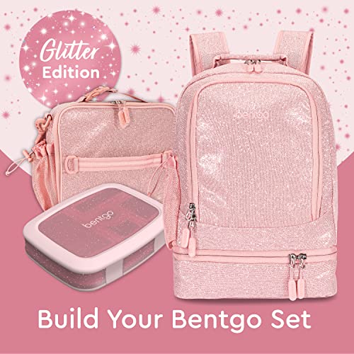 Bentgo Kids 2-in-1 Backpack & Insulated Lunch Bag - Glitter Designed 16” Backpack for School & Travel - Durable, Water Resistant, Padded, & Large Compartments (Glitter Edition - Petal Pink) - color: Glitter Edition - Petal Pink