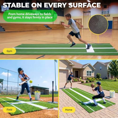 Softball Pitching MAT Whit Pitcher Rubber - Softball Training Equipment - Tools-Trainer Practice - Pitching Training aids - Baseball Turf mat - Indoor Pitching Practice - Pitch - softballs