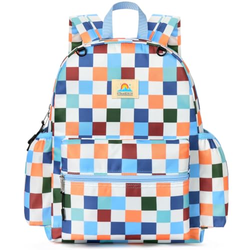 STEAMEDBUN Kids Backpack for Boys Girls 5-8, 15inch Girls Boys Backpacks Kindergarten - color: Blue Checkerboard, size: SMALL-15"H(fit folder)