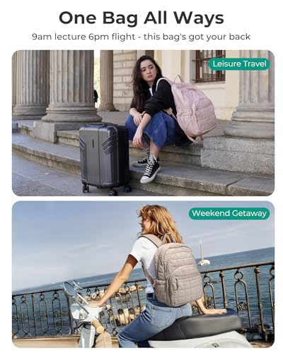 BAGSMART Travel Backpack for Women, 15.6" College Laptop Backpack, Camel - color: Camel, size: Standard 15.6 Inch