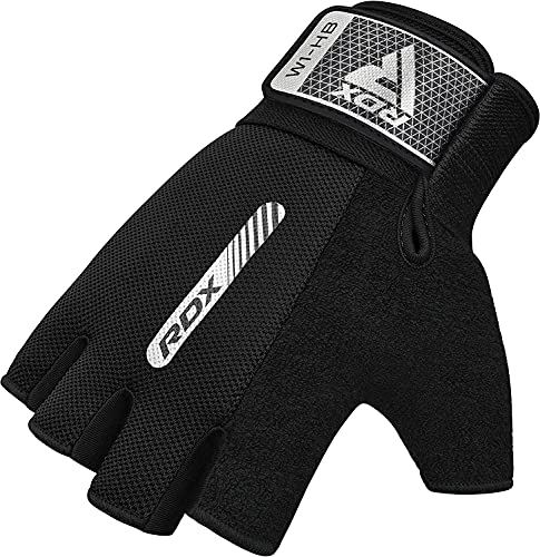 RDX Weight Lifting Gloves Gym Fitness Workout, Anti Slip Padded Full Palm Protection, Ultra Ventilated, Bodybuilding Strength Training HIIT WOD Exercise, Half Finger Men Women Cycling Rowing Climbing - color: Black, size: Medium