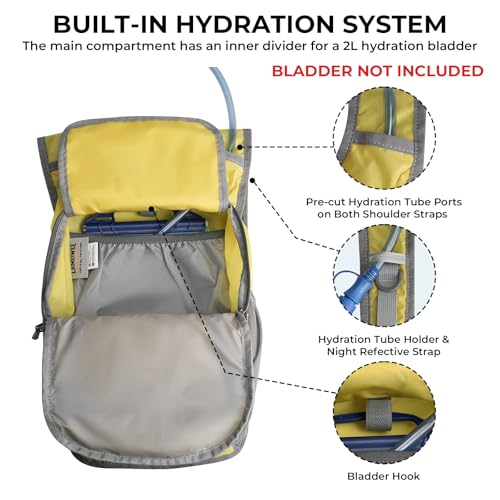 13L Small Hiking Backpack for Women Men, Lightweight Foldable Day pack, Packable Daypack for Travel, Camping (Yellow) - color: Yellow