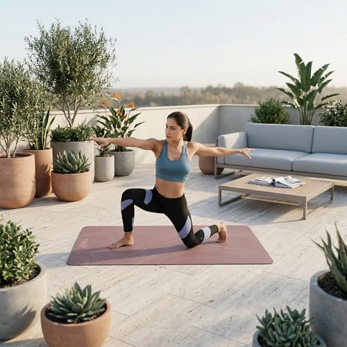 Yoga Mat Thick 5mm – Non Slip Exercise Mat Workout Surface, PU Natural Rubber Grip, Extra Large 183x68 cm Wide Design, Pilates Fitness Training, Includes Strap & Carry Bag - color: WINE