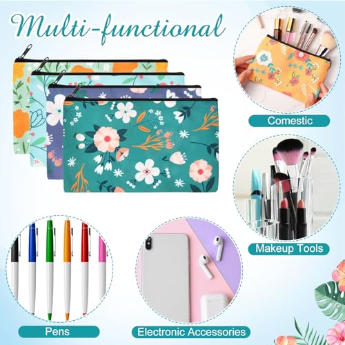 Reginary 20 Pcs Makeup Bags Gifts for Women Canvas Cosmetic Bags with Zipper Mothers Day Bulk Gift Travel Purse Organizer Pouch Accessory, Toiletry Large Capacity,7 x 4.3 Inch - style: Flower