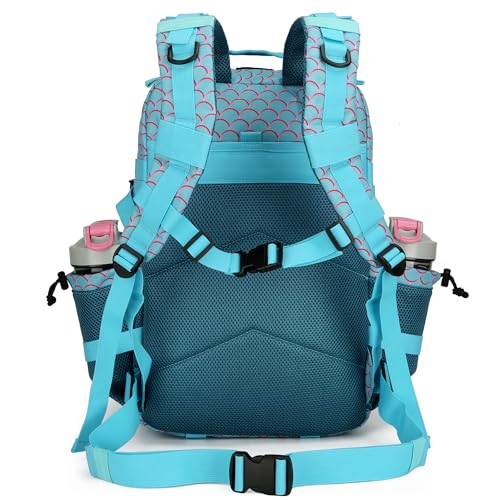 45L Military Tactical Backpack Hiking Backpacks Tactical Gear Camo Back Pack Army Molle Bag Rucksack Fitness Daypack - color: Mermaid