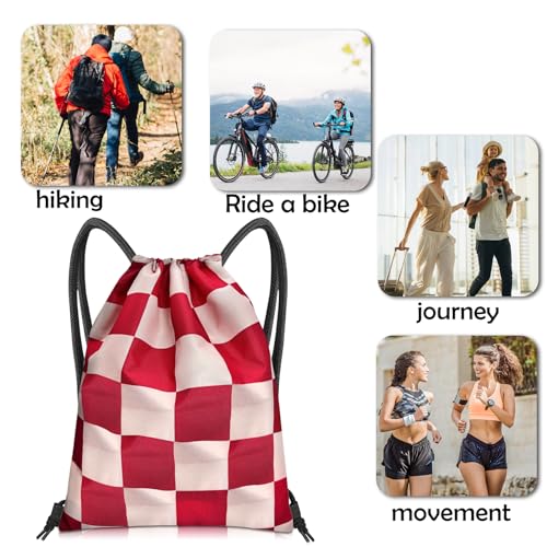 Drawstring Backpack Draw String Bag Sports Gym Bags Waterproof Cute Aesthetic Sackpack for Unisex Women Sports Beach Travel(13"×17")-Checkered - color: Z11-checkered
