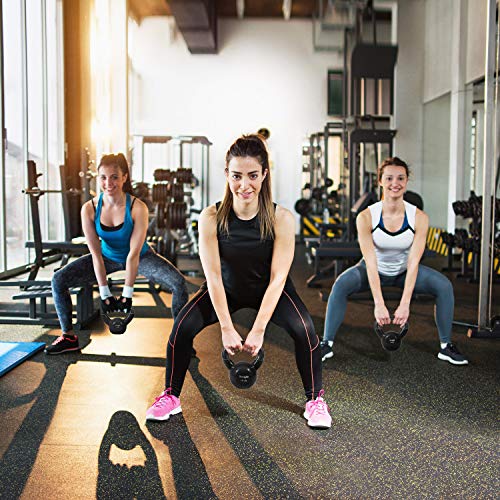 Yes4All Kettlebell, Vinyl Coated Kettlebell Cast Iron Sets with Stable Flat Bottom for Full Body Workout, Push up, Grip Strength Training & Weights Exercises - color: Black, style: 5 - 15lb