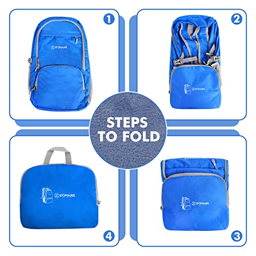 ZOMAKE Lightweight Packable Backpack 30L, Foldable Travel Hiking Daypack - color: Dark Blue