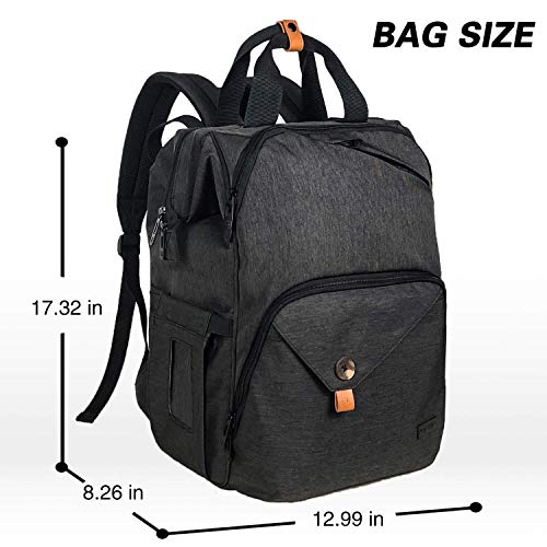 Hap Tim Diaper Bag Backpack,Large Capacity Travel Back Pack Maternity Baby Nappy Changing Bags, Double Compartments with Stroller Straps,Waterproof,Black (US7340-DG) - color: Dark Grey