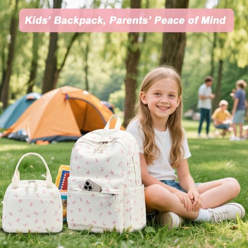 BTOOP School Backpacks for Teen Girls Bookbags Lightweight Kids Backpack School Bags Set with Lunch Box Pencil Case - color: B-pink-bowknot