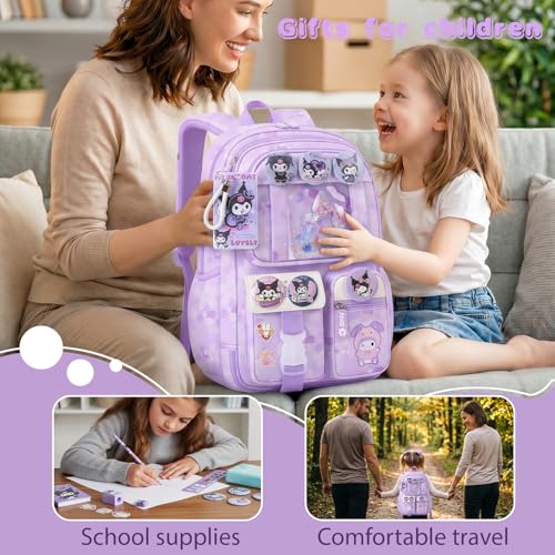 Cute Backpacks for Girls, Cute Backpack for School, Cute School Backpack for Kids Ages 6-12 - color: Purple
