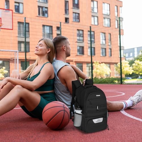 Soccer Backpack for Men and Women,Sports Bag with Ball Compartment,Gym Backpack with Shoe Compartment - color: Black
