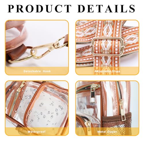 Clear Bag Stadium Approved Events Concerts Sports Outdoors Water Bottle Holder,Clear Purse for Women Men Handbags - color: 2# Brown-c