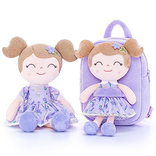 Gloveleya Toddler Backpack Baby Girl Gift Kids Backpack Plush Bag Diaper Bag Plush Printed Violet - color: A013 Printed Violet Backpack, size: 9 inches