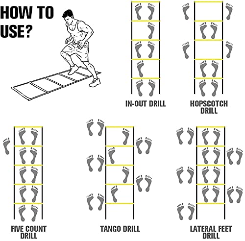 Agility Ladder for Speed Training - Fixed Football Sports Speed Ladder for Home Gym, Athletic Footwork Drills & Fitness Equipment for Athletes