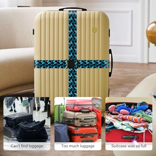 2 Pack Luggage Straps for Suitcases, Adjustable Travel Belt with Double Lock and Quick Release Buckle, Heavy Duty Nylon Bag Packing Strap, Unique Identifiers Travel Accessories-Blue Butterfly - color: 24020 Blue Butterfly