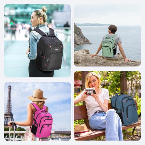 40L Expandable Laptop Backpack, Anti-thief Travel Backpack, Airline Approved Business Waterproof Carry on Luggage, Fits 15.6" Laptop for Men Women - color: Green, size: 15.6 inches