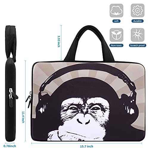 iColor 14 15 15.4 15.6 inch Laptop Handle Bag Computer Protect Case Pouch Holder Notebook Sleeve Neoprene Cover Soft Carring Travel Case for Dell Lenovo Toshiba HP Chromebook ASUS Acer Chimp ICB-09 - color: Music Chimp