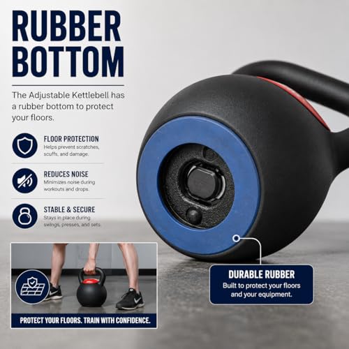 Rep Fitness Adjustable Kettlebell | Weight Set for Home Gym | Strength Training Equipment for Men & Women | Compact Steel Bell with Ergonomic Handle | 20–40 lb (9–18 kg) Variable Options - color: Red | 16 Kg