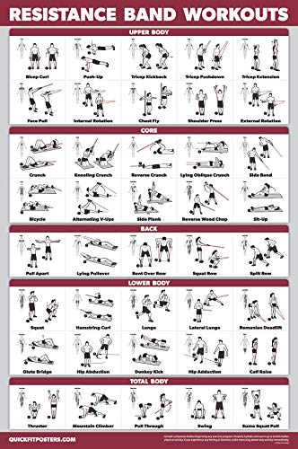 Palace Learning 3 Pack - Dumbbell Workouts + Bodyweight Exercises + Resistance Bands Poster Set - Set of 3 Workout Charts