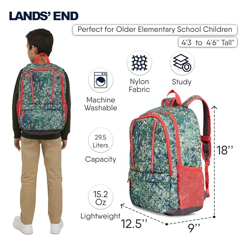 Lands' End Unisex Kids Large ClassMate Lightweight Durable Elementary School Backpack, Dusty Olive - color: Dusty Olive