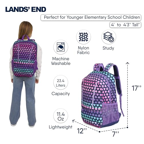 Lands' End Unisex Kids Medium ClassMate Lightweight Durable Elementary School Backpack, Rose Violet - color: Rose Violet